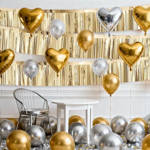 4 Packs Champagne Gold Foil Fringe Garland Tinsel Streamers Shiny Wall Hanging Birthday Banner Backdrop for Wedding Anniversary Celebration Happy Birthday Party Decorations in Saudi Arabia