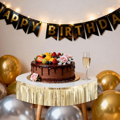 4 Packs Champagne Gold Foil Fringe Garland Tinsel Streamers Shiny Wall Hanging Birthday Banner Backdrop for Wedding Anniversary Celebration Happy Birthday Party Decorations in Saudi Arabia