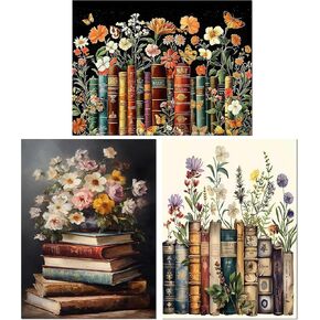 3 مجموعات من مجموعات الفن الماسي للبالغين، مجموعات طلاء ألماس لزهور الكتب للبالغين، 5D DIY حفر دائري جوهرة فنية مع نقاط الماس مجموعات الحرف اليدوية لديكور المنزل هدية 12 × 16 بوصة in Kuwait