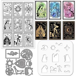GLOBLELAND Divination Cards Silicone Clear Stamp Magic Metal Cutting Die Cuts Witchcraft Paint Craft Stencils Template for Card Making Festival Scrapbooking Craft DIY Embossing in Saudi Arabia