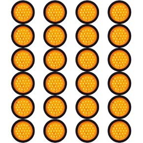 8PCs 4" Inch Round Clear Lens RED Lighting 24 LED Lamp Brake Stop Running Rear Parking Tail Lights w/Grommet Wiring Plug Compatible with Car Truck Trailer RV DC 12V in Saudi Arabia