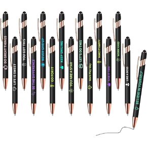 15 قلمًا ملهمًا - مجموعة أقلام حبر جاف تحفيزية مع اقتباسات بقلم حبر أسود، هدايا مضحكة لزملاء العمل في المدرسة، لوازم مكتبية، أسود in Kuwait