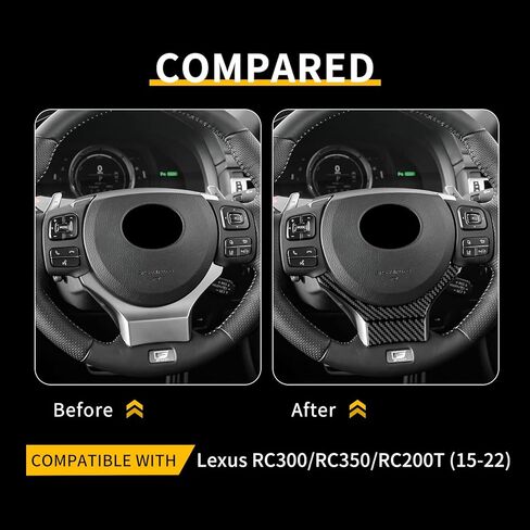Real Carbon Fiber Steering Wheel Chin Bar Covers - for 2015-2025 Lexus RC, 2PCS Steering Wheel Chin Bar Protective Covers, Durable Carbon Fiber Automotive Accessories (Black) in Kuwait