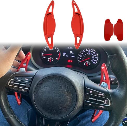 Aluminum Alloy Steering Wheel Paddle Extension Sticker Steering Wheel Shift Paddle For Kia Stinger 2018-2023, Kia Soul GT-Line Turbo 2020-2022(red) in Saudi Arabia