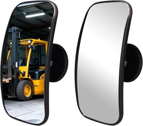 2pcs Magnetic Forklift Rearview Mirrors, Universal Square Magnetic Tractor Side Mirrors 360 Degrees Adjustable & High-Definition Rear View Mirror Accessories Attachments for Multiple Forklift Models in Saudi Arabia