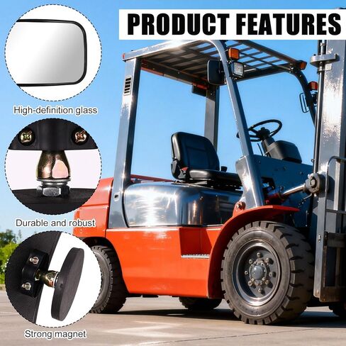2pcs Magnetic Forklift Rearview Mirrors, Universal Square Magnetic Tractor Side Mirrors 360 Degrees Adjustable & High-Definition Rear View Mirror Accessories Attachments for Multiple Forklift Models in Saudi Arabia