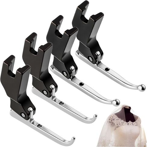 4 Pcs P369 New Bead Sequin Special Presser Foot, Sewing Machine Feet, Wedding Dress Bead Fabric Sewing Machine Accessory No-bead-tapping, Anti-curl & Fabric-holding for Evening Gown(4pcs Mix) in Saudi Arabia