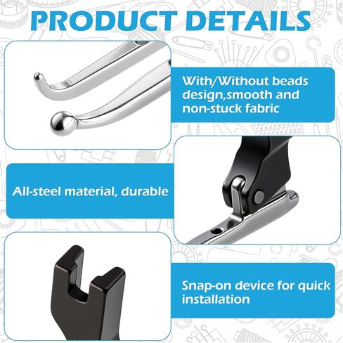 4 Pcs P369 New Bead Sequin Special Presser Foot, Sewing Machine Feet, Wedding Dress Bead Fabric Sewing Machine Accessory No-bead-tapping, Anti-curl & Fabric-holding for Evening Gown(4pcs Mix) in Saudi Arabia