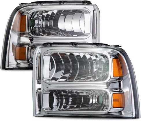 مجموعة المصابيح الأمامية متوافقة مع 2005 2006 2007 Ford F250 F350 F450 F550 SuperDuty Headlamp (عدسة شفافة غطاء أسود عاكس شفاف) in Kuwait
