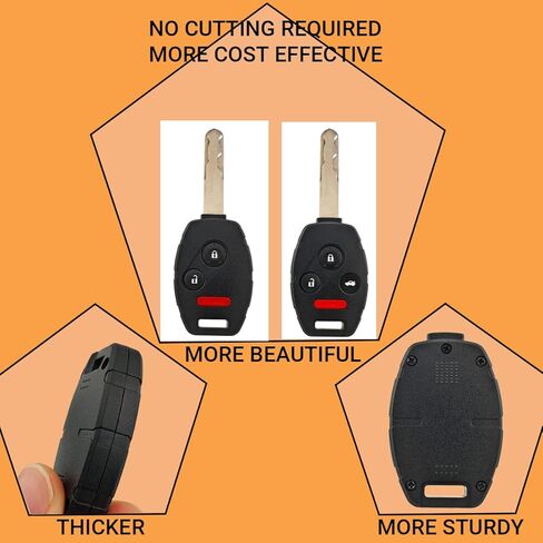 Upgraded Version Replacement Key Fob Shell fit for Honda 2003-2012 Accord 2006-2013 Civic EX 2009-2015 Pilot 2005-2006 CR-V Key Fob Cover No Cutting Required (3+1 Button) in Saudi Arabia