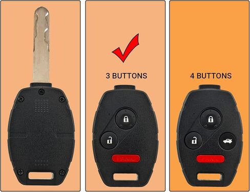 Upgraded Version Replacement Key Fob Shell fit for Honda 2003-2012 Accord 2006-2013 Civic EX 2009-2015 Pilot 2005-2006 CR-V Key Fob Cover No Cutting Required (3+1 Button) in Saudi Arabia