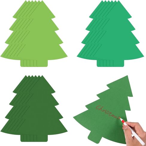 MixTeach 36 Pcs 12 Inch Christmas Tree Cutouts Paper Large Christmas Tree Shape Die Cuts Green Xmas Classroom Bulletin Board Decor with Glue Points for School DIY Craft Projects Holiday Party Supplies in Saudi Arabia