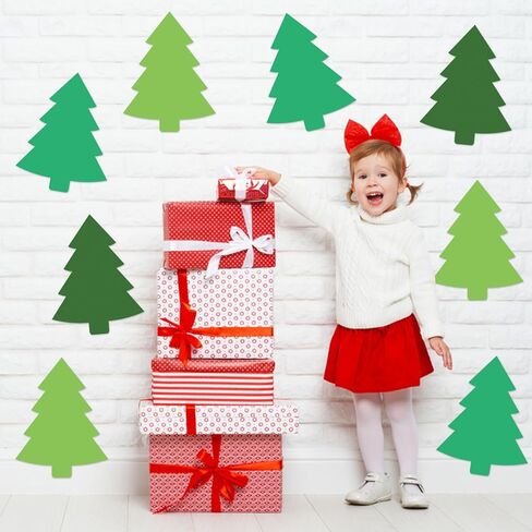 MixTeach 36 Pcs 12 Inch Christmas Tree Cutouts Paper Large Christmas Tree Shape Die Cuts Green Xmas Classroom Bulletin Board Decor with Glue Points for School DIY Craft Projects Holiday Party Supplies in Saudi Arabia