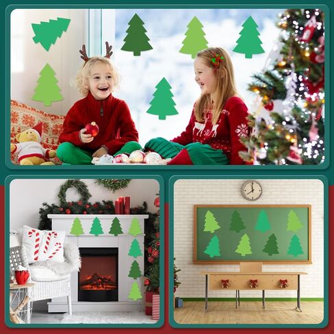 MixTeach 36 Pcs 12 Inch Christmas Tree Cutouts Paper Large Christmas Tree Shape Die Cuts Green Xmas Classroom Bulletin Board Decor with Glue Points for School DIY Craft Projects Holiday Party Supplies in Saudi Arabia