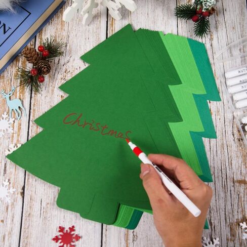 MixTeach 36 Pcs 12 Inch Christmas Tree Cutouts Paper Large Christmas Tree Shape Die Cuts Green Xmas Classroom Bulletin Board Decor with Glue Points for School DIY Craft Projects Holiday Party Supplies in Saudi Arabia