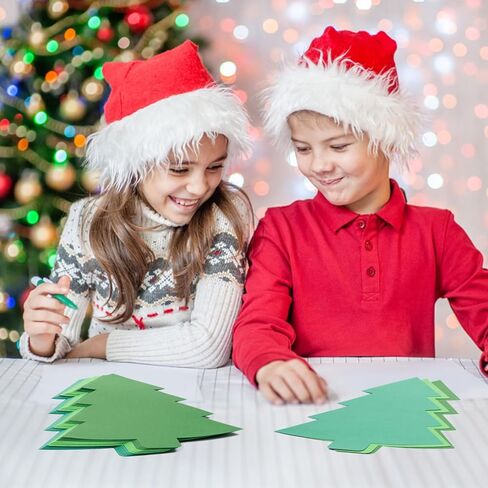 MixTeach 36 Pcs 12 Inch Christmas Tree Cutouts Paper Large Christmas Tree Shape Die Cuts Green Xmas Classroom Bulletin Board Decor with Glue Points for School DIY Craft Projects Holiday Party Supplies in Saudi Arabia