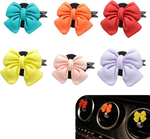 6PCS Pink Bow Car Vent Clips, Cute Car Air Fresheners Vent Clip, Girly Bow Auto Outlet Air Conditioning Clip, Auto Vent Diffuser Accessories for SUV, Van, Truck (Pink) in Saudi Arabia