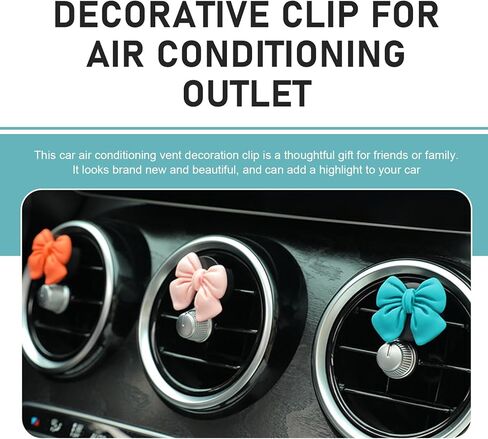 6PCS Pink Bow Car Vent Clips, Cute Car Air Fresheners Vent Clip, Girly Bow Auto Outlet Air Conditioning Clip, Auto Vent Diffuser Accessories for SUV, Van, Truck (Pink) in Saudi Arabia