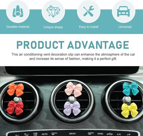 6PCS Pink Bow Car Vent Clips, Cute Car Air Fresheners Vent Clip, Girly Bow Auto Outlet Air Conditioning Clip, Auto Vent Diffuser Accessories for SUV, Van, Truck (Pink) in Saudi Arabia