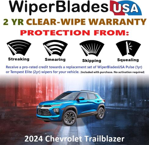 Beam Wiper Blades Set w/2yr Warranty compatible with Chevrolet Trailblazer 2024 (Set of 3) w/Rear Wiper Tempest Elite Wipers in Saudi Arabia