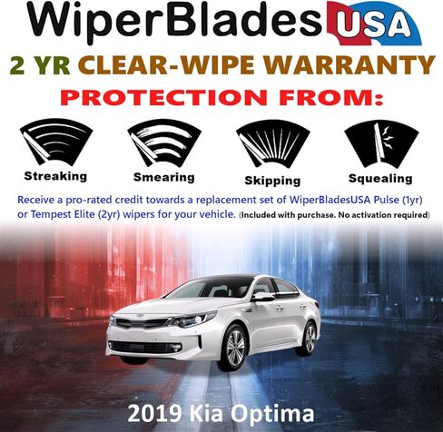 مجموعة شفرات ممسحة Beam مع ضمان لمدة عامين متوافقة مع Kia Sportage 2025 (مجموعة من 3) مع ممسحة خلفية Tempest Elite Wipers in Kuwait