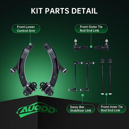 AUQDD 8Pc Front End Suspension Kit Fit For 11-14 Fo-rd Mustang (2014 for GT, Base), 2 Lower Control Arm w/Ball Joint 2 Sway Bar Link 4 Outer & Inner Tie Rod End (# K622155 K80899 EV800801 ES80805) in Saudi Arabia