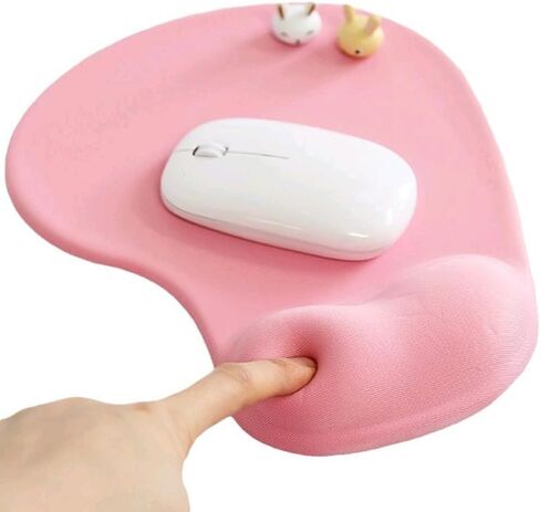Office Mousepad with Support - Ergonomic Gaming Desktop Mouse Pad Wrist Rest - Design Gamepad Mat Rubber Base for Laptop Computer-Pink in Saudi Arabia