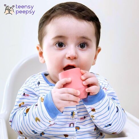 عبوة من 2 كوب سيليكون للأطفال من عمر 6 إلى 12 شهرًا، كوب صغير لمدة 4 أشهر فما فوق | كوب مفتوح لمستلزمات الفطام للأطفال البنات هدية أساسية للأطفال بوزن 2 أونصة (أحمر خدود أرجواني) in Saudi Arabia