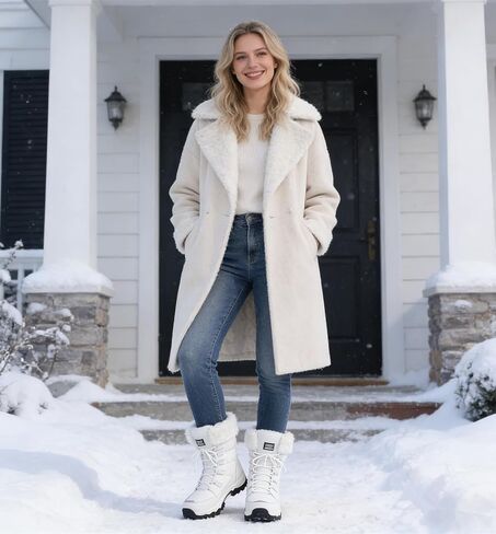 DADAWEN Women's Winter Snow Boots Waterproof Warm Faux Fur Lined Mid-Calf Cold Weather Outdoor Winter Boots in Kuwait