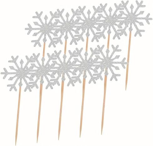 10pcs Birthday Cake Snowflake Topper Decoration Insert New Year Accessories Silvery Star Christmas Topper Birthday Cake Decoration Snowflake Christmas Baking in Saudi Arabia