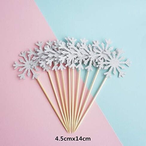 10pcs Birthday Cake Snowflake Topper Decoration Insert New Year Accessories Silvery Star Christmas Topper Birthday Cake Decoration Snowflake Christmas Baking in Saudi Arabia