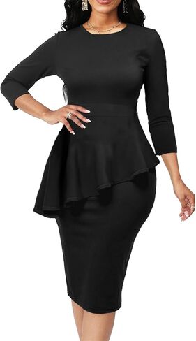 Women's Church Dress Sexy 3/4 Sleeve Business Bodycon Pencil Vintage Dresses Wedding in Kuwait