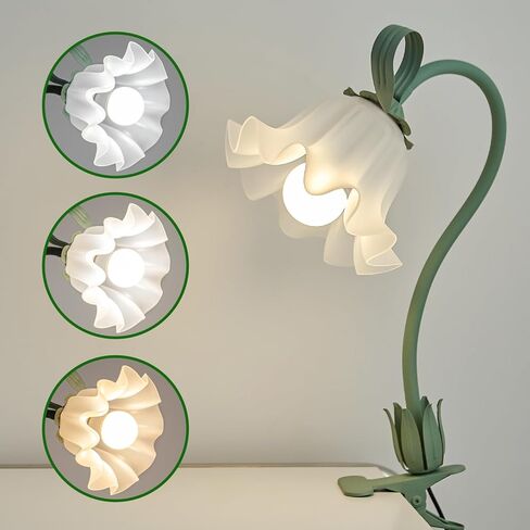 Flower Desk Lamp with Clamp - School Dorm Supplies, 3 Color Modes Flower Eye-Caring Clip on Light, Flexible Neck Reading Lamps for Home College Studying Room Bedside (Purple) in Saudi Arabia