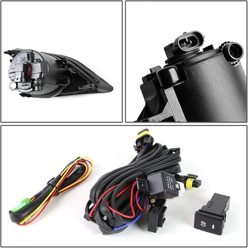 Auto Dynasty Fog Lights Assembly Compatible with 2009-2010 Corolla 4DR Sedan Front Bumper Driving Fog Lamps with Switch and Bezel, Driver and Passenger Side, Smoked Lens in Saudi Arabia