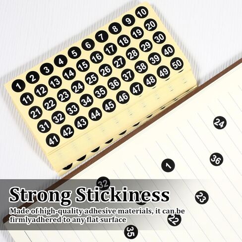 2500 Pcs 1 to 50 Number Stickers, 50 Sheets Black Consecutive Round Labels, 0.4 Inch Self-Adhesive Small Dot Decals Numbered Stickers for Indoor Outdoor Use, Inventory, Storage, Organizing, Boxes in Saudi Arabia
