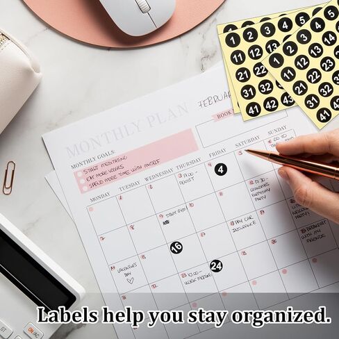 2500 Pcs 1 to 50 Number Stickers, 50 Sheets Black Consecutive Round Labels, 0.4 Inch Self-Adhesive Small Dot Decals Numbered Stickers for Indoor Outdoor Use, Inventory, Storage, Organizing, Boxes in Saudi Arabia
