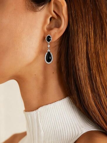 DOLIOX Genuine Turquoise Dangle Earrings for Women 925 Sterling Silver Teardrop Real Turquoise Jewelry with CZ Birthday Gift for Her Wife Mom in Kuwait