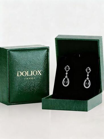 DOLIOX Genuine Turquoise Dangle Earrings for Women 925 Sterling Silver Teardrop Real Turquoise Jewelry with CZ Birthday Gift for Her Wife Mom in Kuwait
