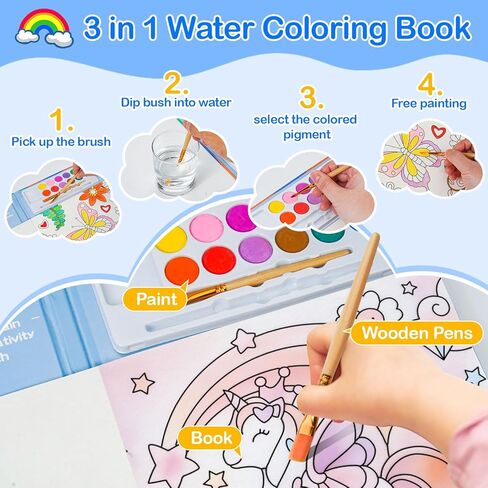 Christmas Paint with Water Coloring Book for for Kids Ages 3-5 4-8,Watercolor Painting Sets with Brush,Mess Free Arts & Crafts Drawing Activities,Xmas Stocking Stuffers Toy Christmas Gifts for Boys Girls in Saudi Arabia