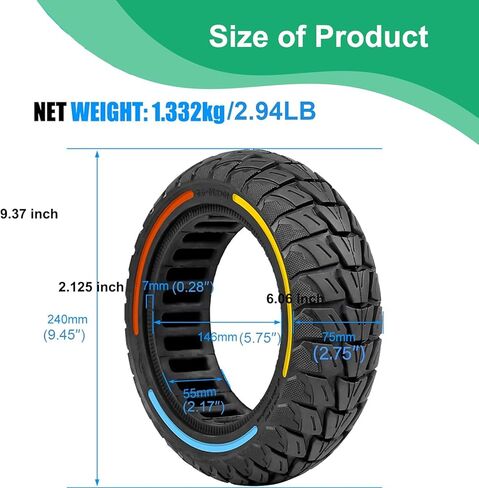 10x2.75/10x2.70-6.5 Electric Scooter Solid Tires: 70/65-6.5 Replacement Tubeless Wheel for Hover-1 Alpha& Hiboy Titan PRO& Evercross H5& Emove Cruiser& Hiboy max3& Kugoo G - Booster G2 Pro (2PCS) in Saudi Arabia