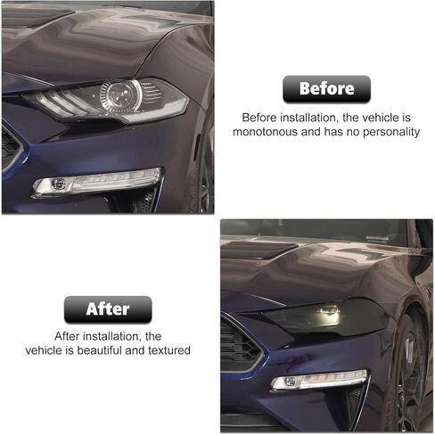 RT-TCZ Smoked Black Front Headlights Lamp Cover Guard Trim Decoration Exterior Accessories for Ford Mustang 2018-2023 in Saudi Arabia