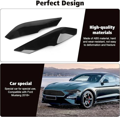 RT-TCZ Smoked Black Front Headlights Lamp Cover Guard Trim Decoration Exterior Accessories for Ford Mustang 2018-2023 in Saudi Arabia