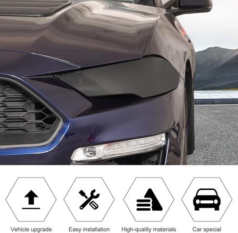 RT-TCZ Smoked Black Front Headlights Lamp Cover Guard Trim Decoration Exterior Accessories for Ford Mustang 2018-2023 in Saudi Arabia
