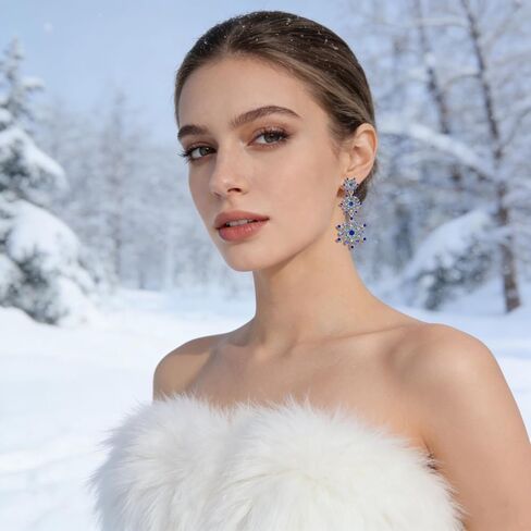 Winter Snowflake Flower Drop Dangle Earrings Hypoallergenic Snowflake Pierced Stud Earrings For Women Christmas Gifts in Kuwait