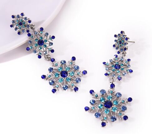 Winter Snowflake Flower Drop Dangle Earrings Hypoallergenic Snowflake Pierced Stud Earrings For Women Christmas Gifts in Kuwait