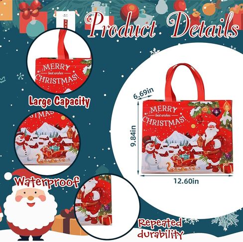 COVYOONG Large Christmas Gift Bags Bulk with Handles,8pcs Tote Christmas Bags for Gifts,Nonwoven Gift Bag for Xmas Party Favors, Santa Gift Bag in Saudi Arabia