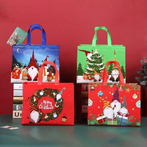 COVYOONG Large Christmas Gift Bags Bulk with Handles,8pcs Tote Christmas Bags for Gifts,Nonwoven Gift Bag for Xmas Party Favors, Santa Gift Bag in Saudi Arabia