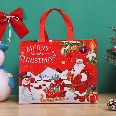 COVYOONG Large Christmas Gift Bags Bulk with Handles,8pcs Tote Christmas Bags for Gifts,Nonwoven Gift Bag for Xmas Party Favors, Santa Gift Bag in Saudi Arabia