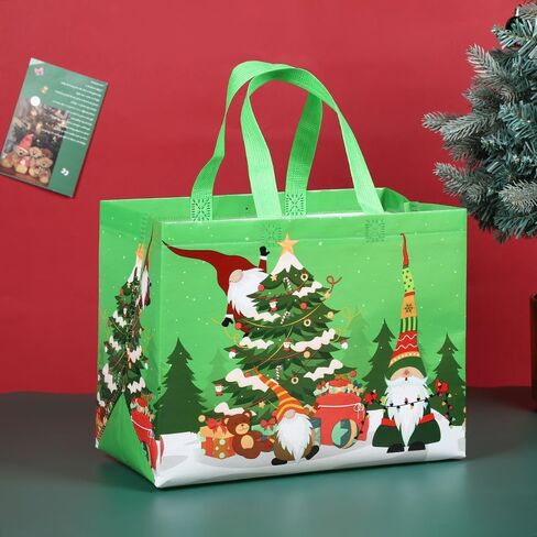 COVYOONG Large Christmas Gift Bags Bulk with Handles,8pcs Tote Christmas Bags for Gifts,Nonwoven Gift Bag for Xmas Party Favors, Santa Gift Bag in Saudi Arabia
