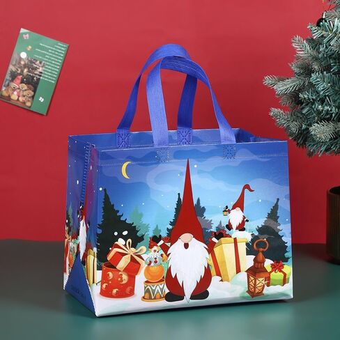 COVYOONG Large Christmas Gift Bags Bulk with Handles,8pcs Tote Christmas Bags for Gifts,Nonwoven Gift Bag for Xmas Party Favors, Santa Gift Bag in Saudi Arabia
